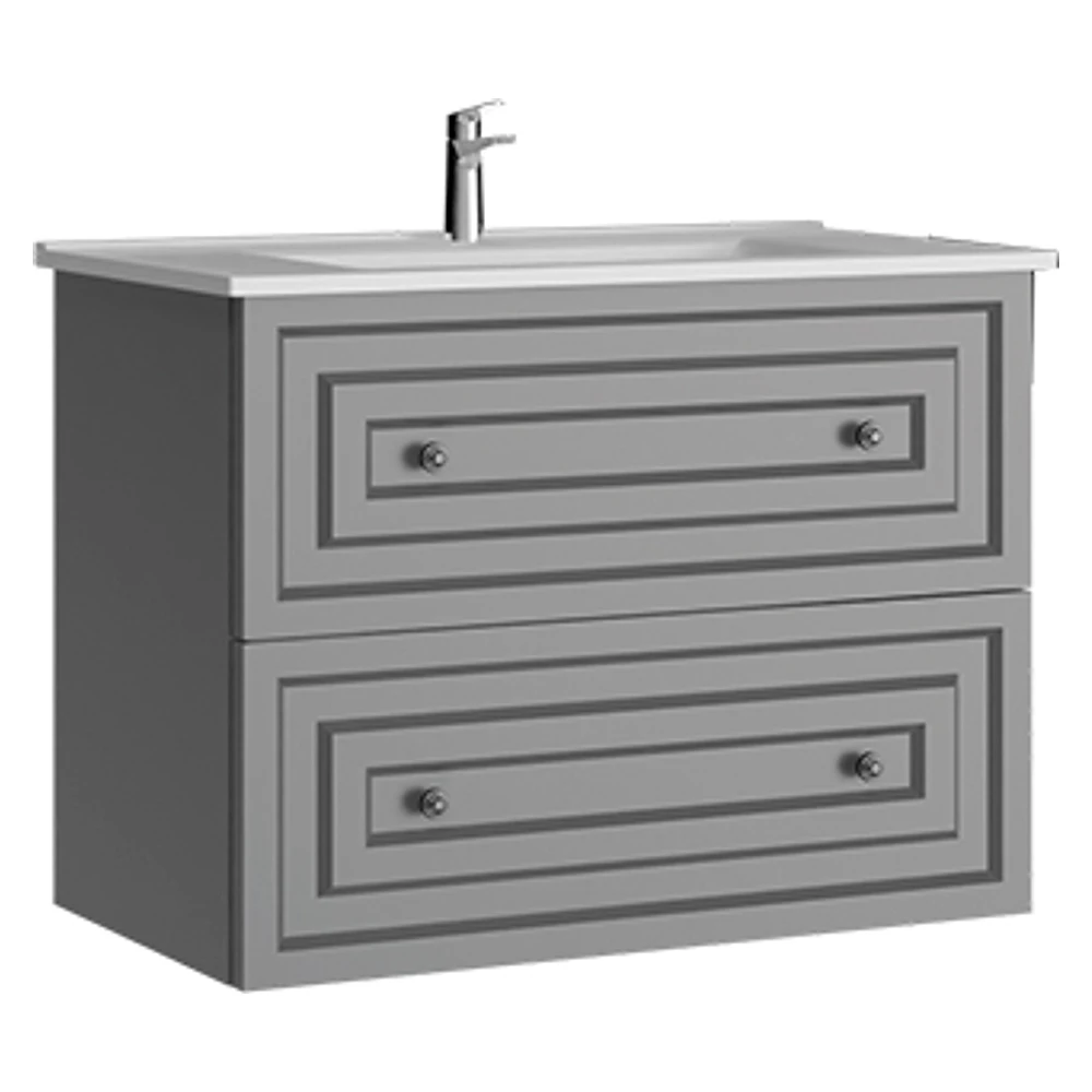 Creavit Kayra 80 Cm Mat Gri Çekmeceli Lavabo Dolabı