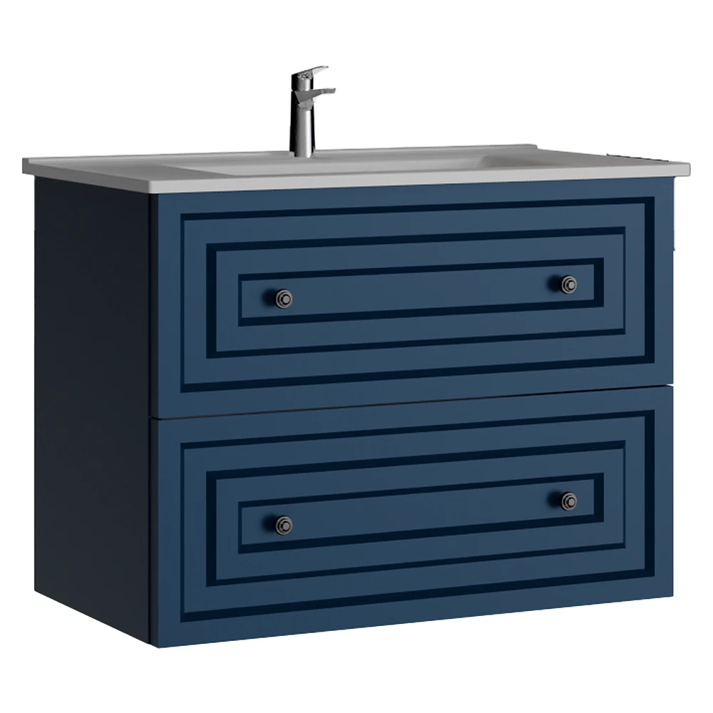 Creavit Kayra 80 Cm Mat Safir Mavi Çekmeceli Lavabo Dolabı
