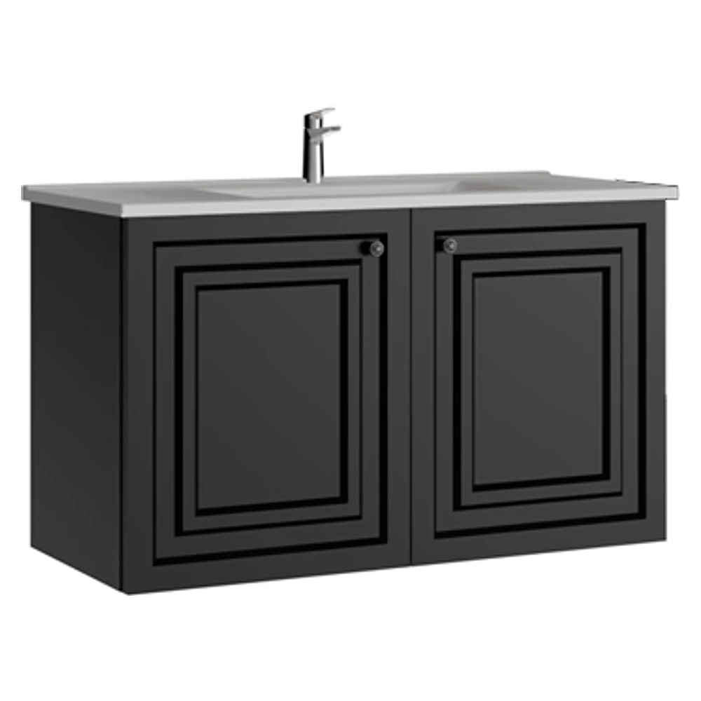Creavit Kayra 100 Cm Mat Antrasit Kapaklı Lavabo Dolabı