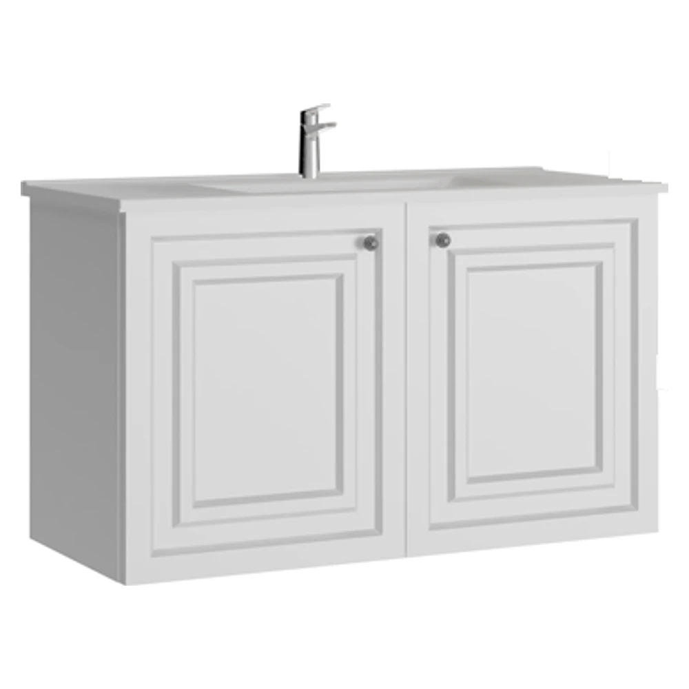 Creavit Kayra 100 Cm Mat Beyaz Kapaklı Lavabo Dolabı