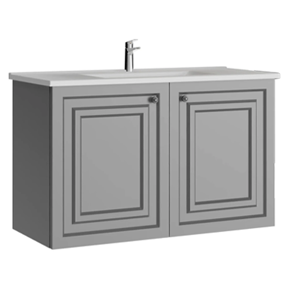 Creavit Kayra 100 Cm Mat Gri Kapaklı Lavabo Dolabı