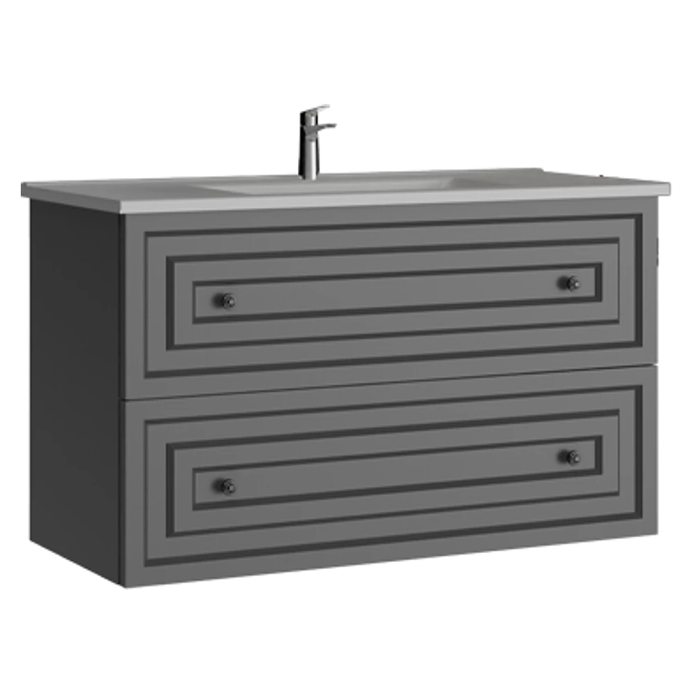 Creavit Kayra 100 Cm Mat Gri Çekmeceli Lavabo Dolabı