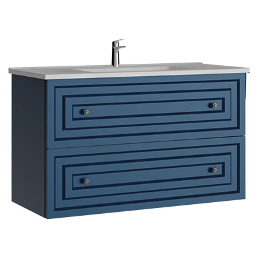 Creavit Kayra 100 Cm Mat Safir Mavi Çekmeceli Lavabo Dolabı