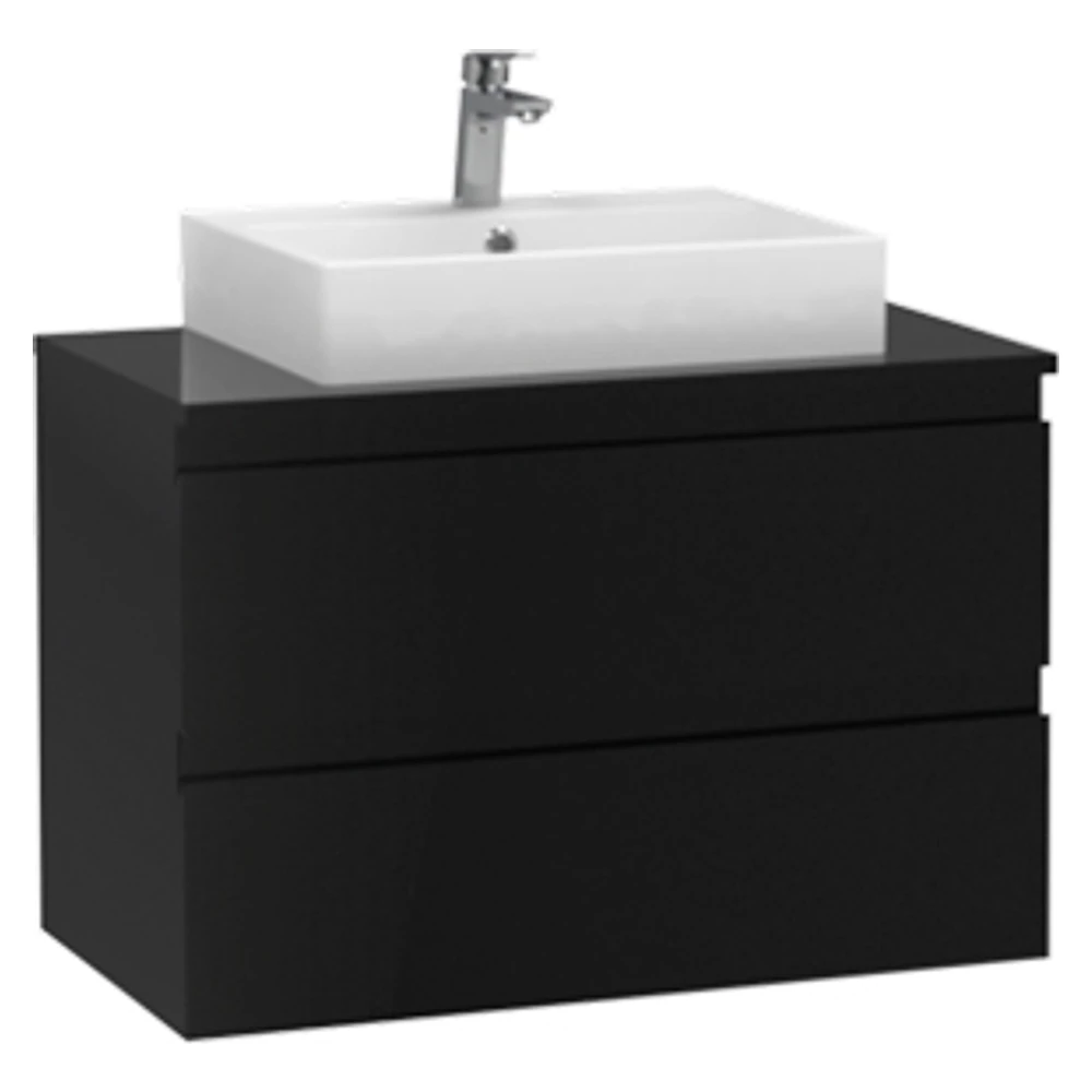 Creavit Alinda 80 Cm Parlak Siyah Lavabo Dolabı