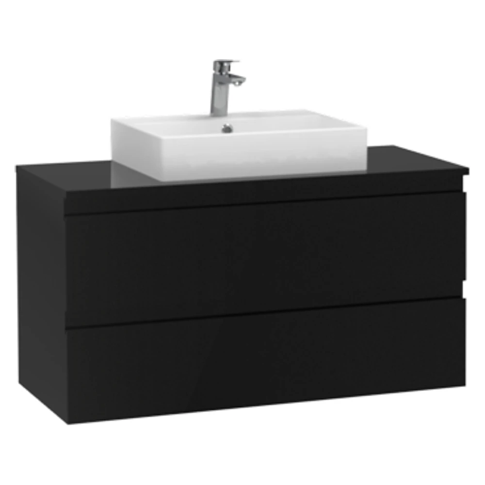 Creavit Alinda 100 Cm Parlak Siyah Tablalı Lavabo Dolabı