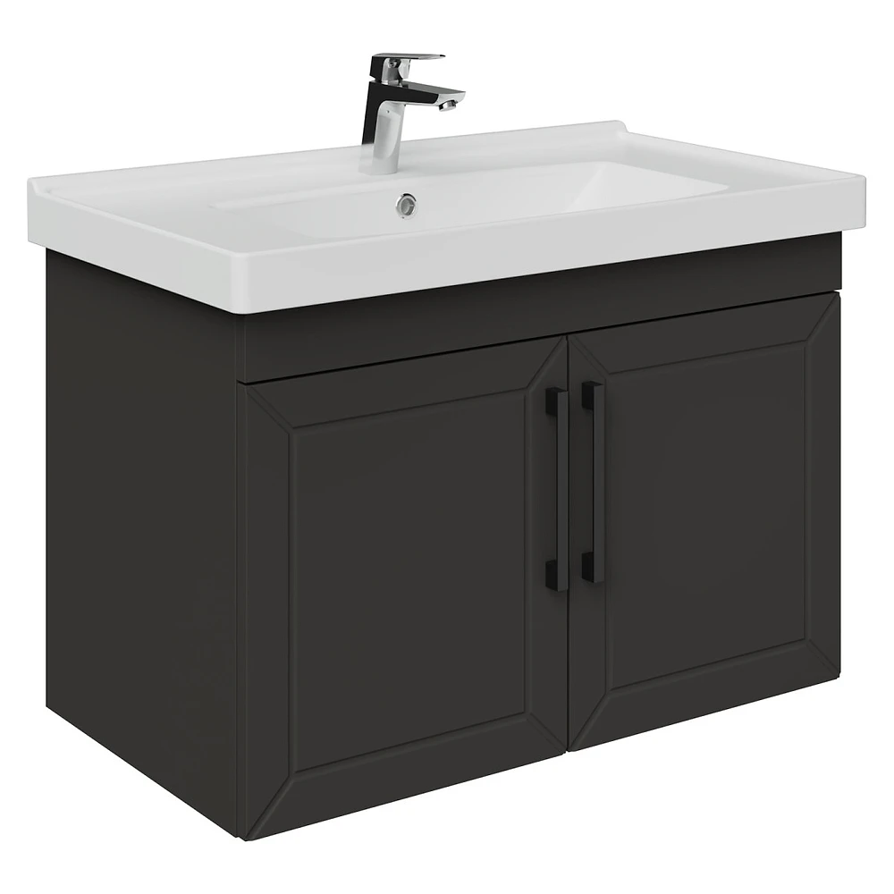 Creavit D20 80 Cm Antrasit Lake Kapaklı Lavabo Dolabı