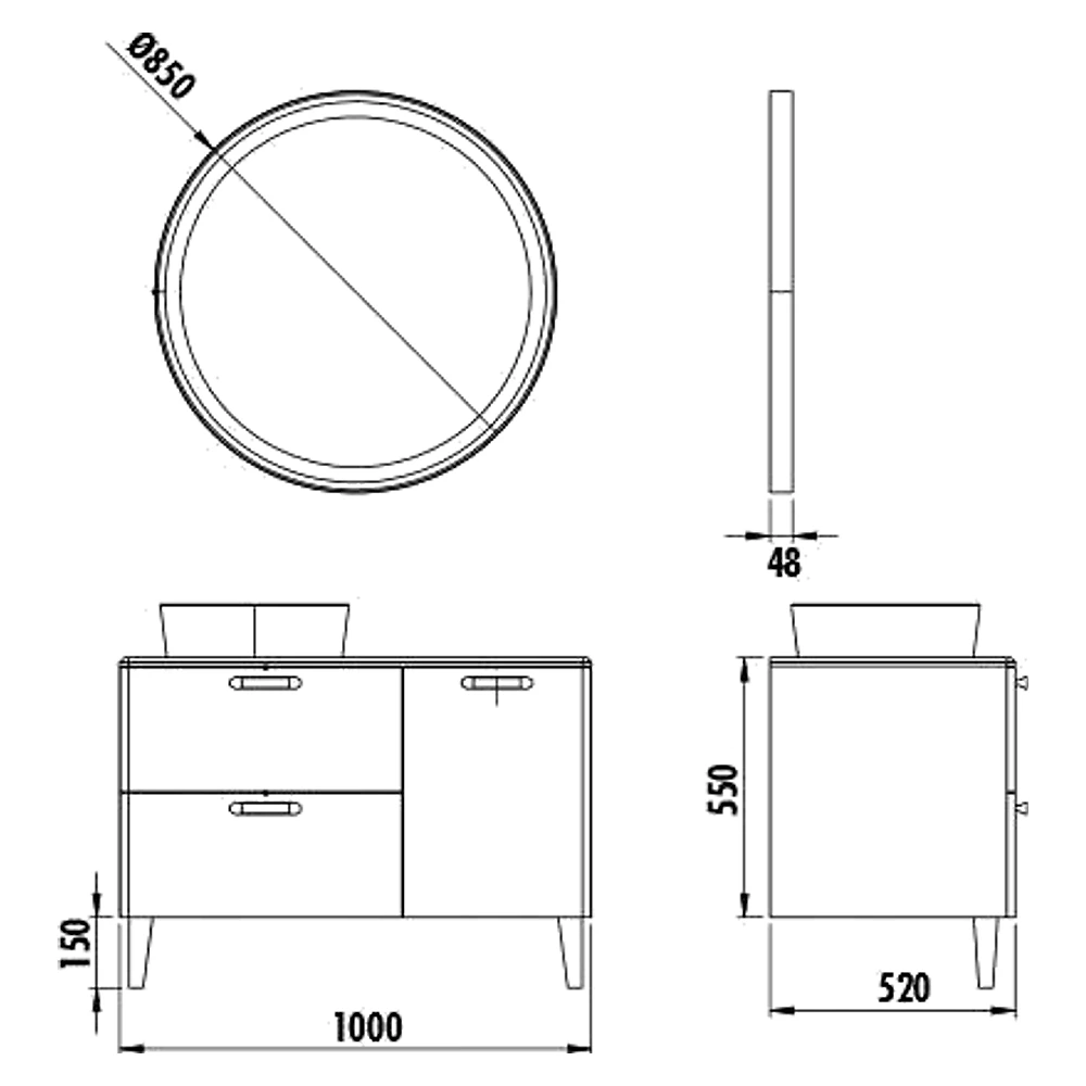 Creavit Patara 85 Cm Mat Yeşil Yuvarlak LED Ayna 2