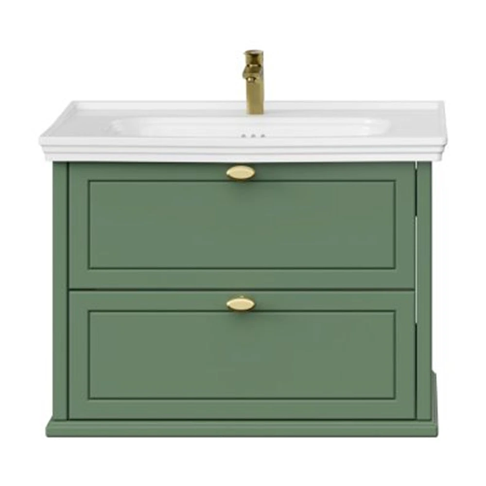Creavit Antik 80 Cm Zeytuni 2 Çekmeceli Lavabo Dolabı