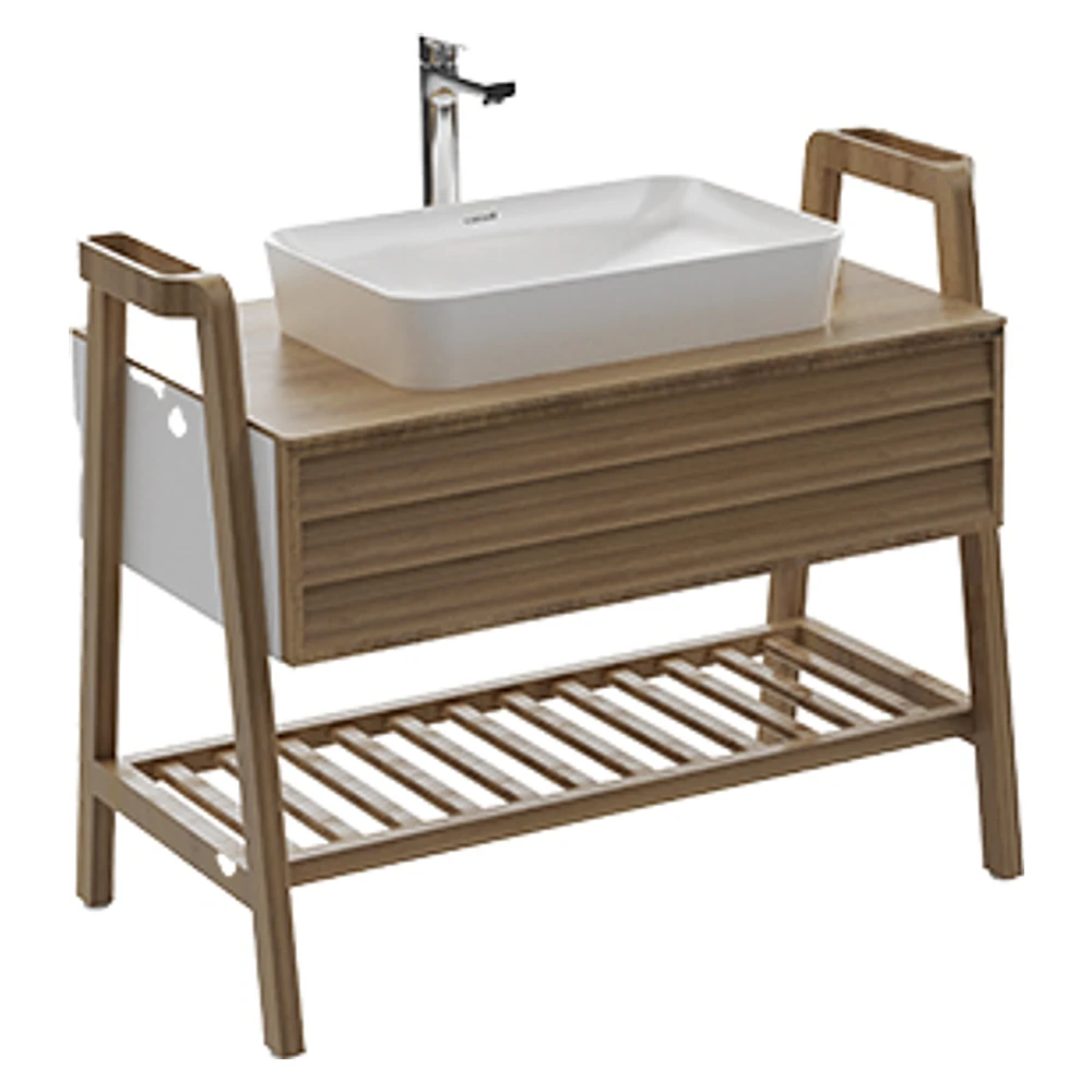 Creavit Truva 100 Cm Beyaz Masif Ahşap Lavabo Dolabı