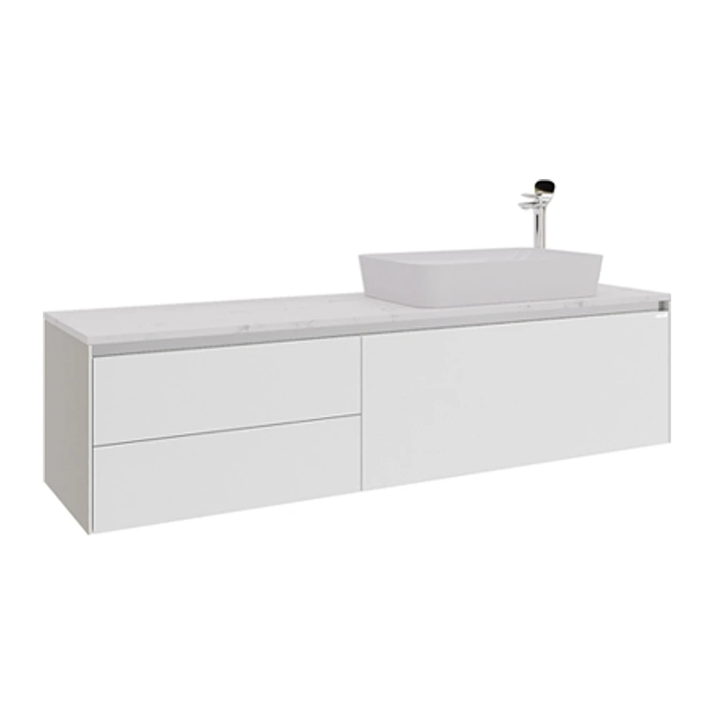 Creavit Flat 160 Cm Mat Beyaz Tezgahlı Lavabo Dolabı
