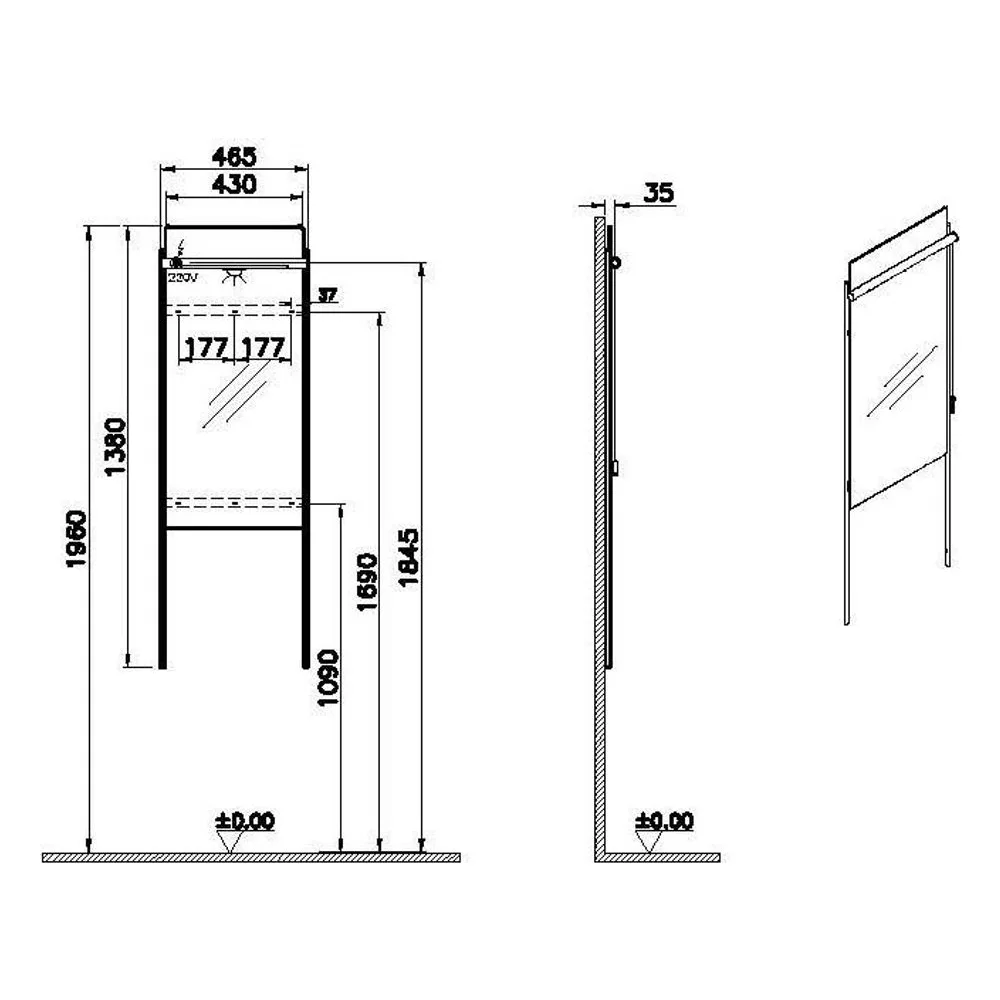 Vitra Equal 40 Cm Led Aydınlatmalı Düz Ayna 2
