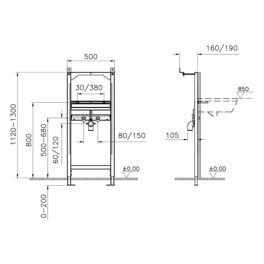 Vitra V-Fix Prime 112 Cm Alçıpan Lavabo Montaj Çerçevesi 2