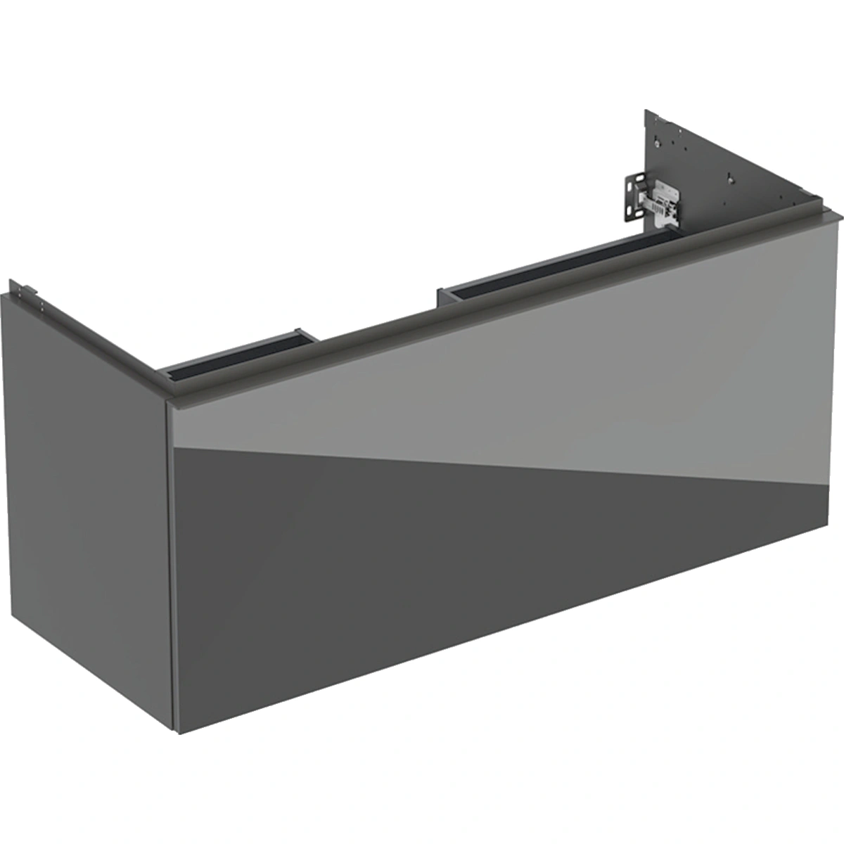 Geberit ONE CleanDrain 120 cm Etajerli Lavabo, Acanto Antrasit Cam Dolap ve Option Yuvarlak Ayna Seti 3