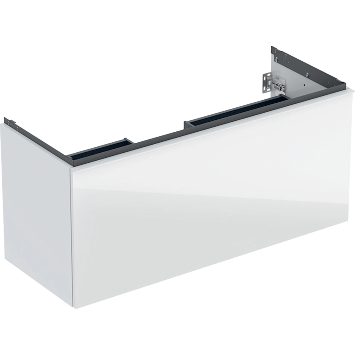 Geberit ONE CleanDrain 120 cm Etajerli Lavabo, Acanto Beyaz Cam Dolap ve Option Yuvarlak Ayna Seti 3