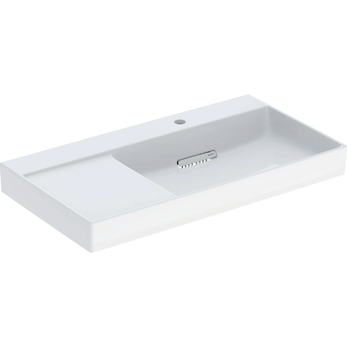 Geberit ONE CleanDrain 90 cm Sol Etajerli Lavabo, ONE Mat Siyah Dolap ve Option Yuvarlak Ayna Seti 5