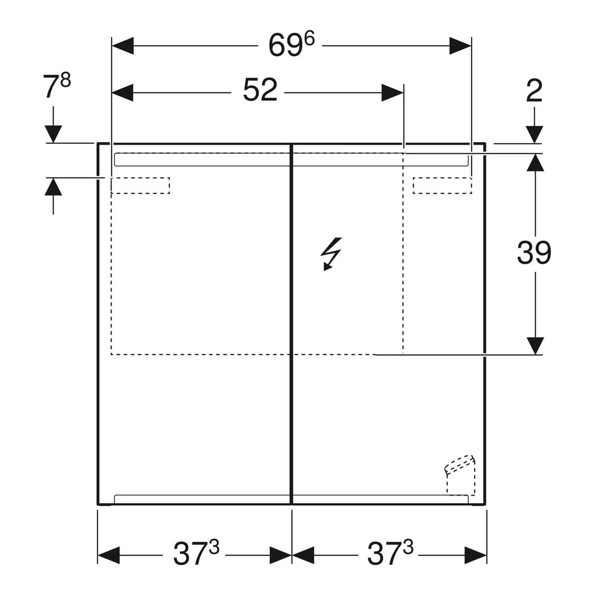 Geberit Option 75 cm Aydınlatmalı Aynalı Dolap, Çift Kapılı 3