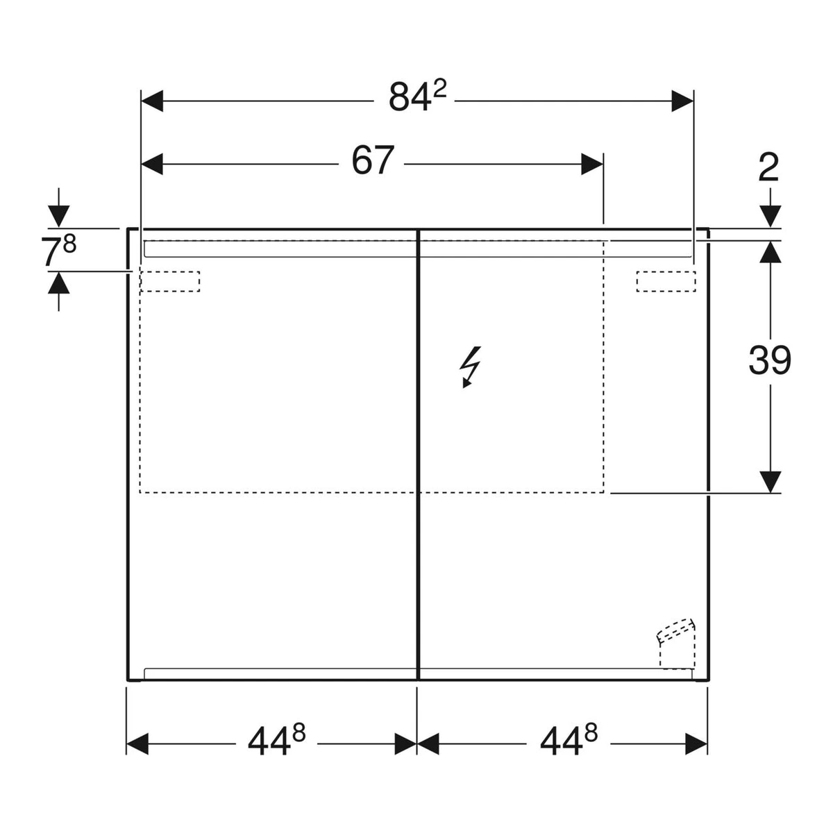 Geberit Option 90 cm Aydınlatmalı Aynalı Dolap, Çift Kapılı 3