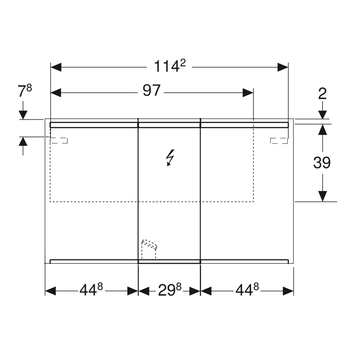Geberit Option 120 cm Aydınlatmalı Aynalı Dolap, Üç Kapılı 3