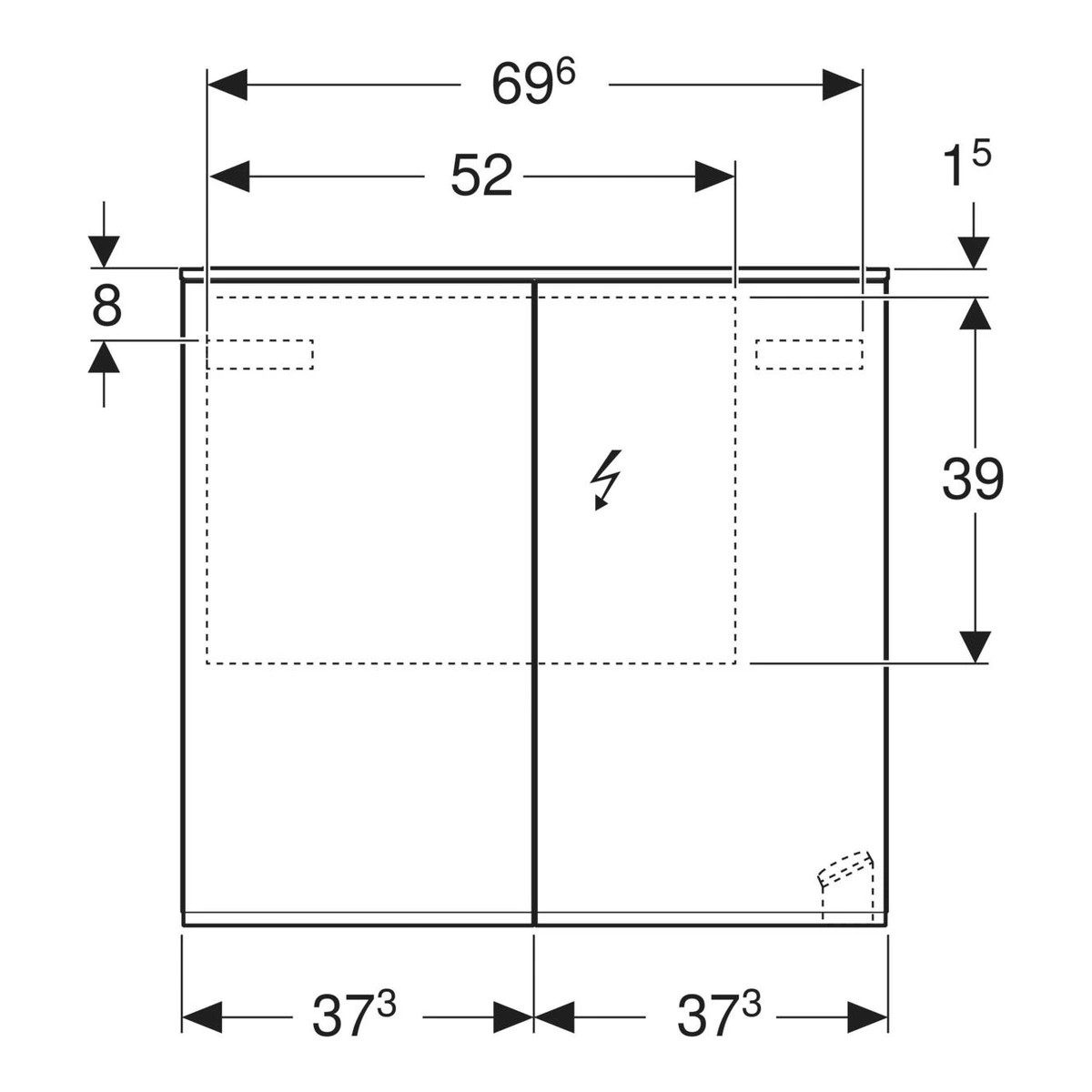 Geberit Option Plus 75 cm Aydınlatmalı Aynalı Dolap, Çift Kapılı 3