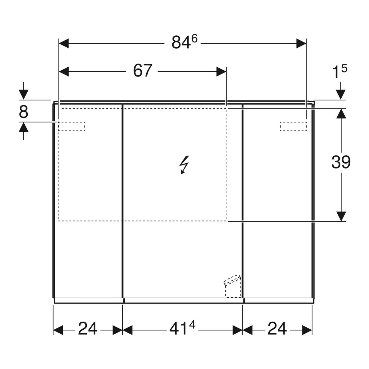 Geberit Option Plus 90 cm Aydınlatmalı Aynalı Dolap, Üç Kapılı 3