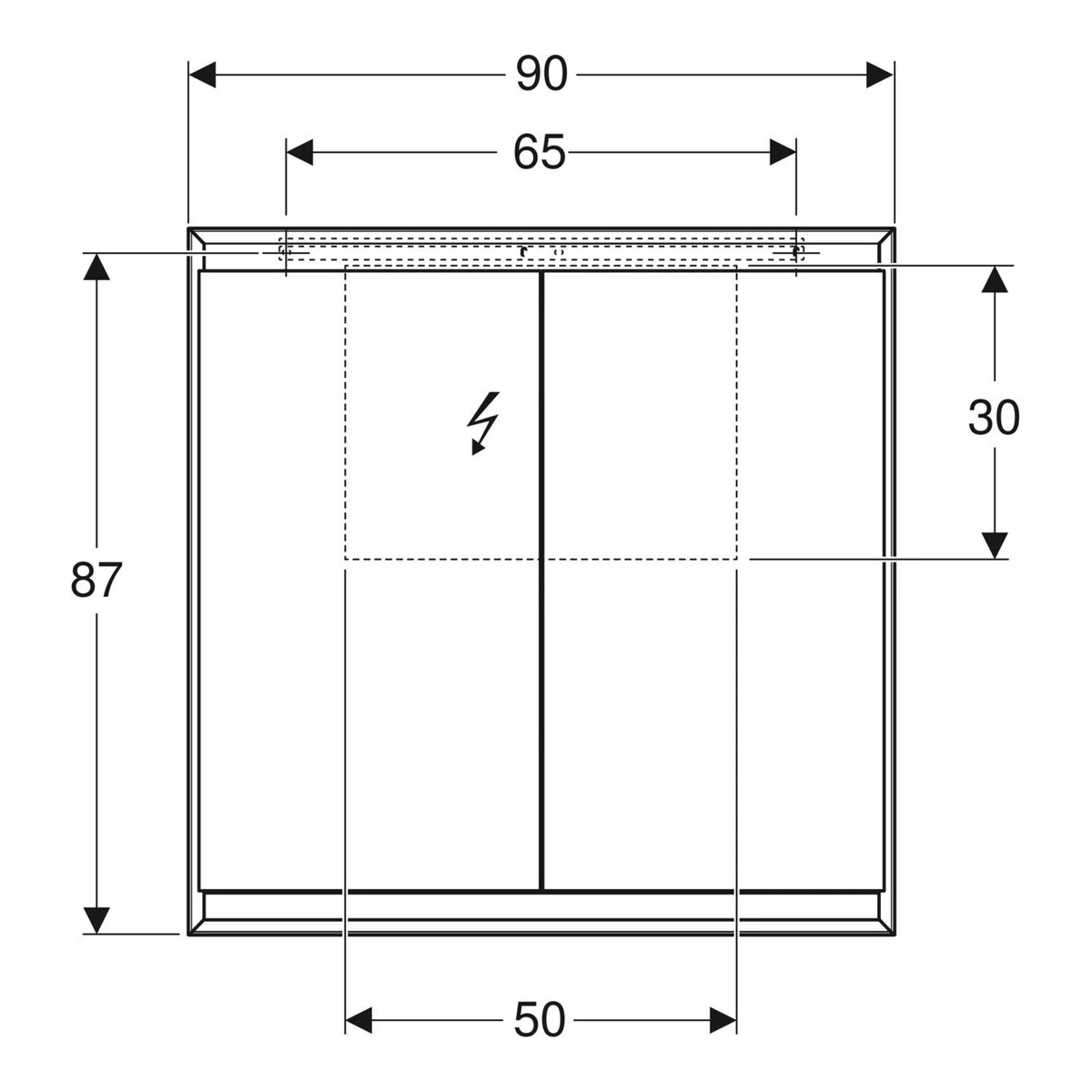 Geberit ONE 90 cm ComfortLight Aynalı Dolap, Sıva Üstü 3