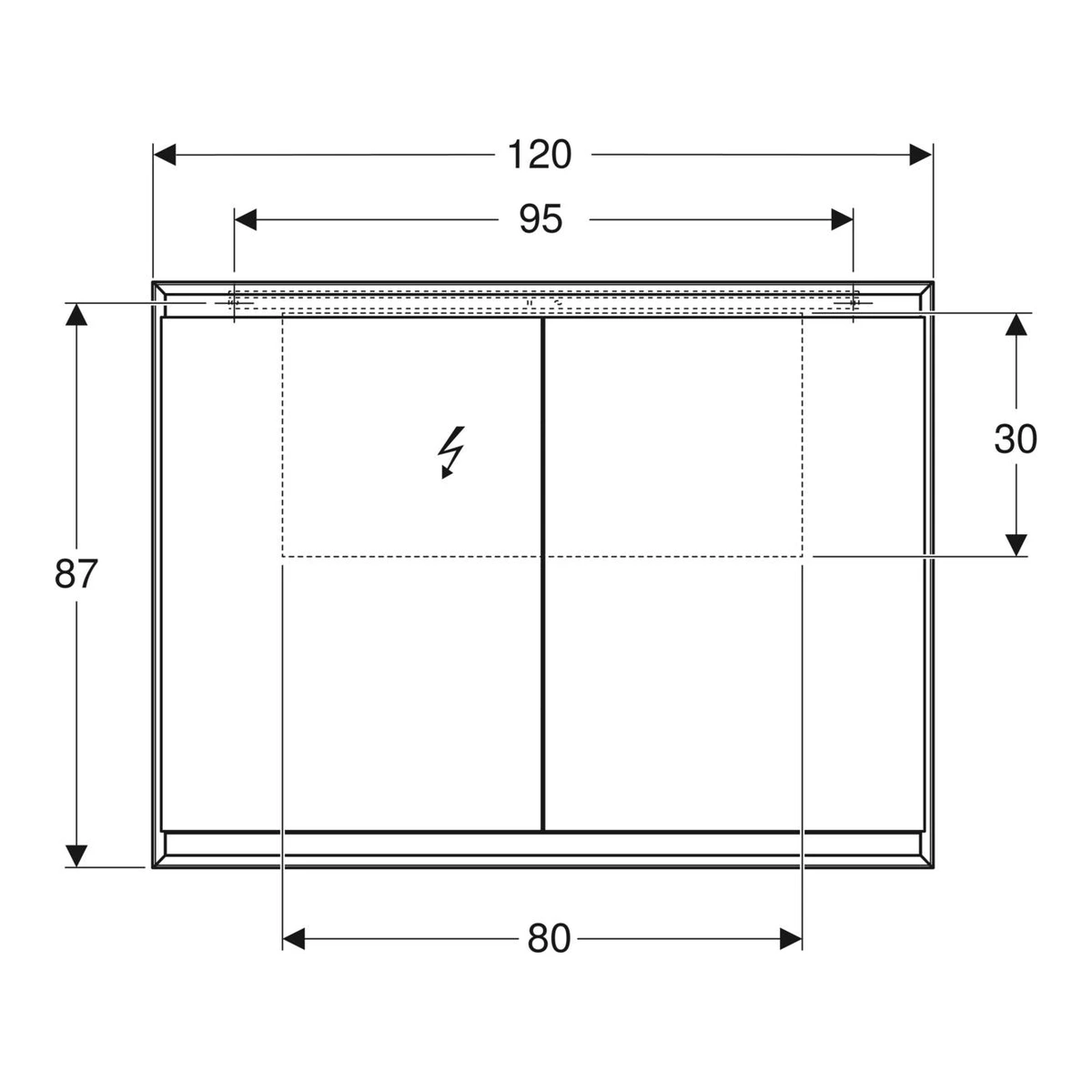 Geberit ONE 120 cm ComfortLight Aynalı Dolap, Sıva Üstü 3