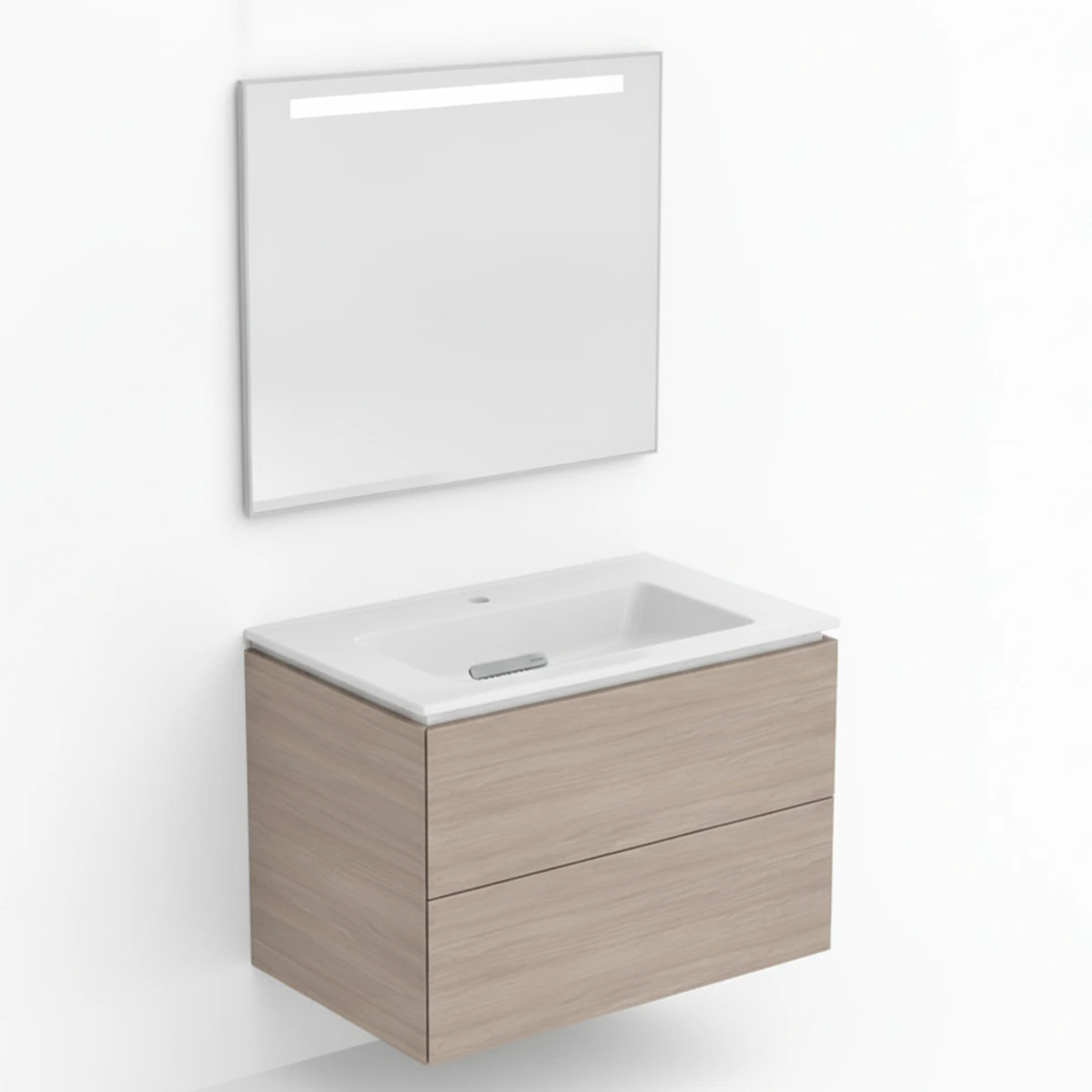 Geberit ONE 75 cm Meşe Çekmeceli Aynalı Banyo Dolabı Seti