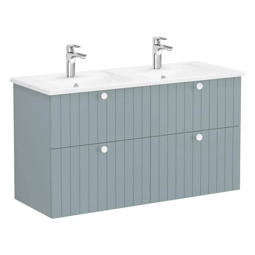 Vitra Root Groove 120 Cm Mat Fiyord Yeşili Dört Çekmeceli Köşeli Lavabolu Lavabo Dolabı