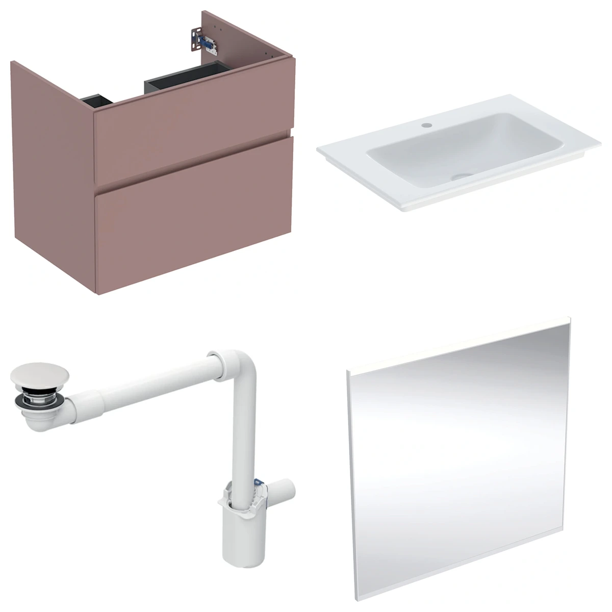 Geberit Aniara 75 cm Aniara Kırmızısı Çekmeceli Aynalı Banyo Dolabı Seti