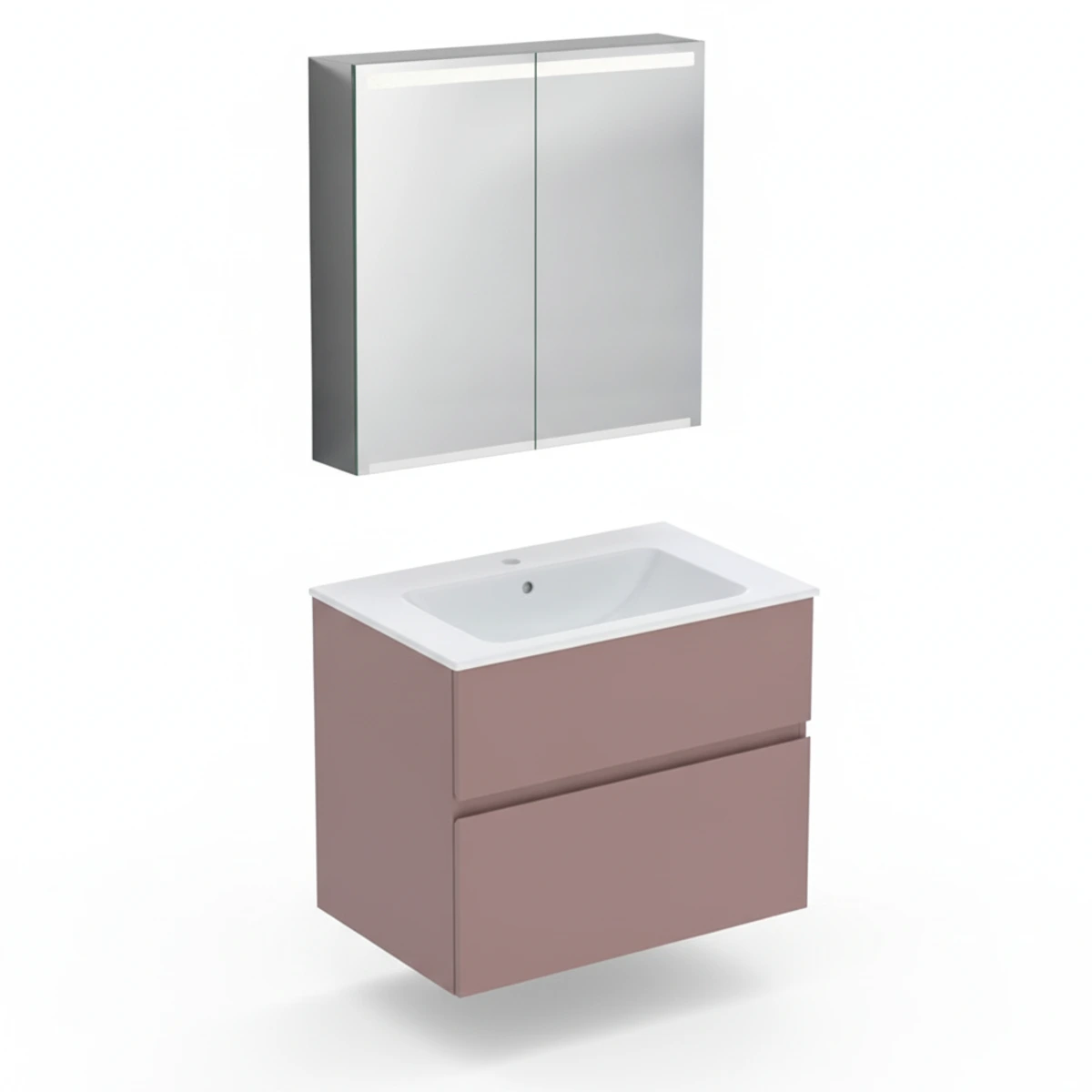 Geberit Aniara 75 cm Aniara Kırmızısı Çekmeceli Ayna Dolaplı Banyo Dolabı Seti
