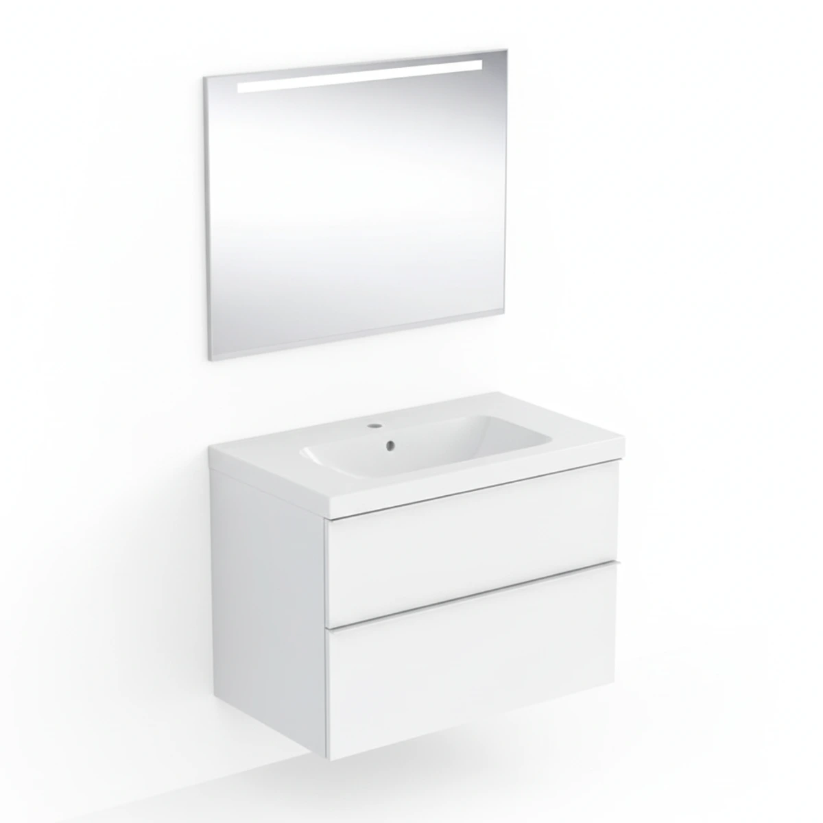 Geberit iCon 75 cm Parlak Beyaz Çekmeceli Aynalı Banyo Dolabı Seti