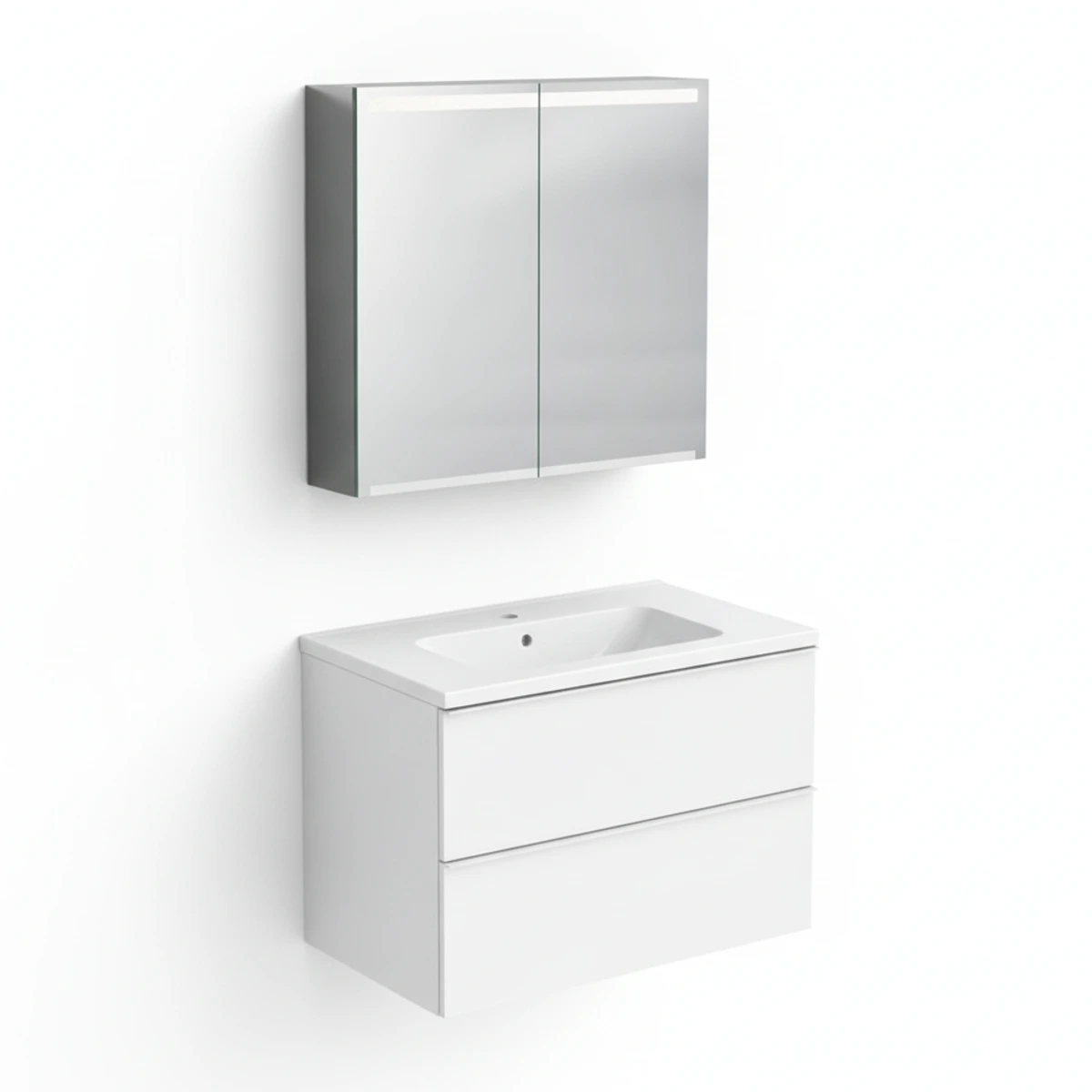 Geberit iCon 75 cm Parlak Beyaz Çekmeceli Ayna Dolaplı Banyo Dolabı Seti