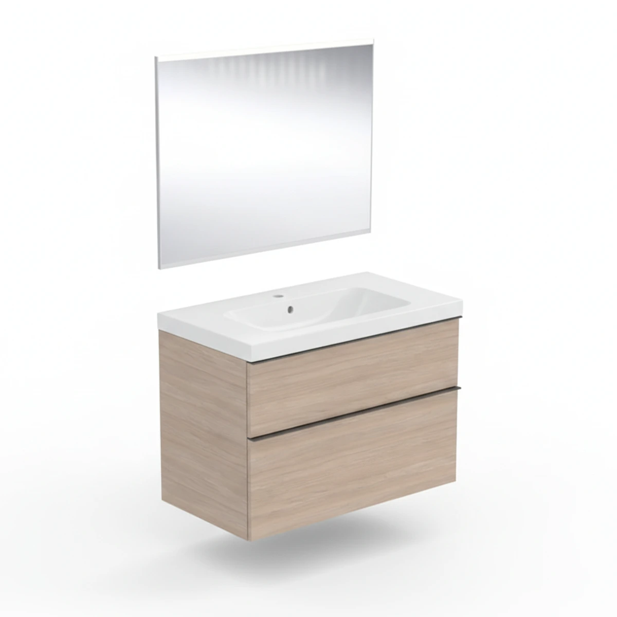 Geberit iCon 75 cm Meşe Çekmeceli Aynalı Banyo Dolabı Seti
