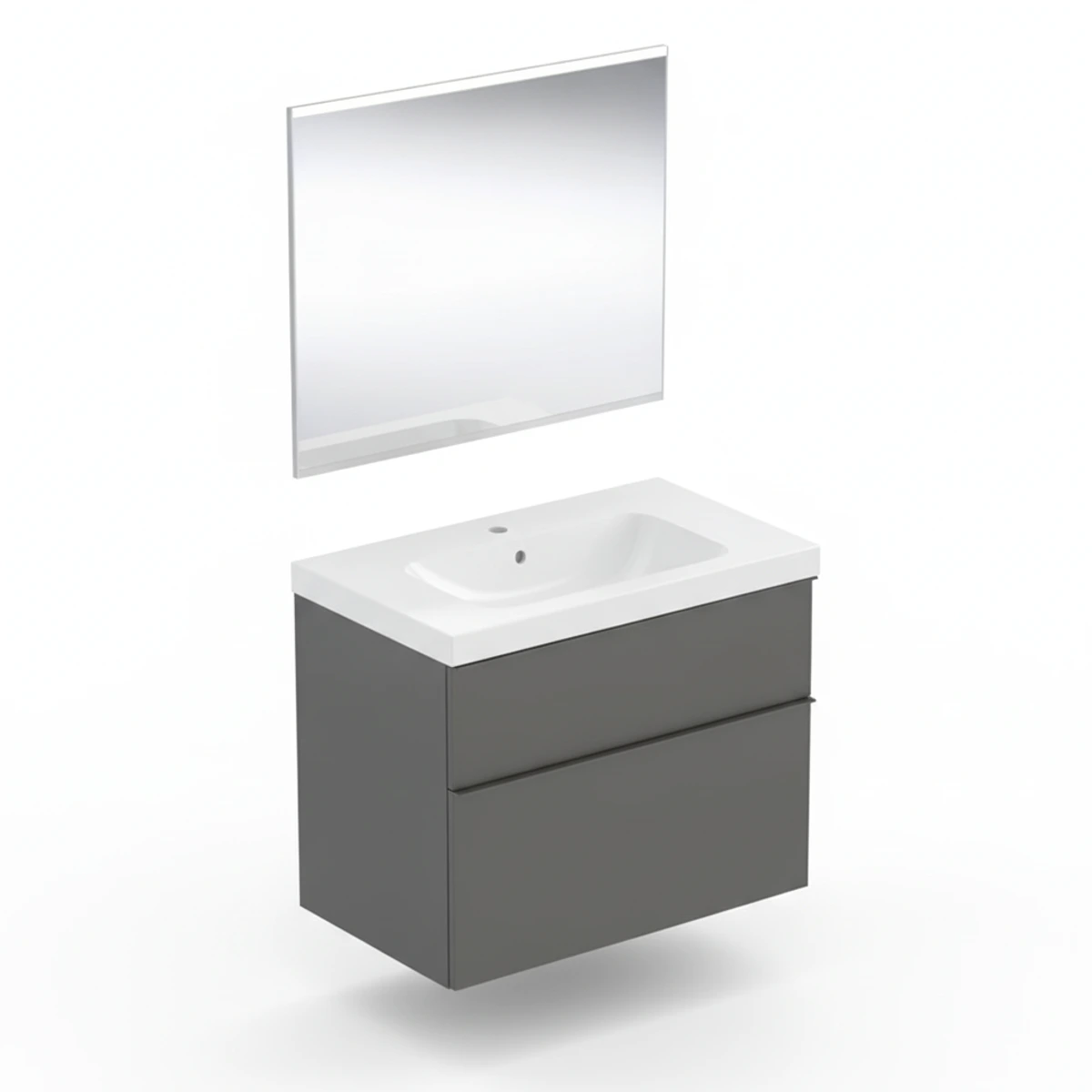 Geberit iCon 75 cm Mat Antrasit Çekmeceli Aynalı Banyo Dolabı Seti