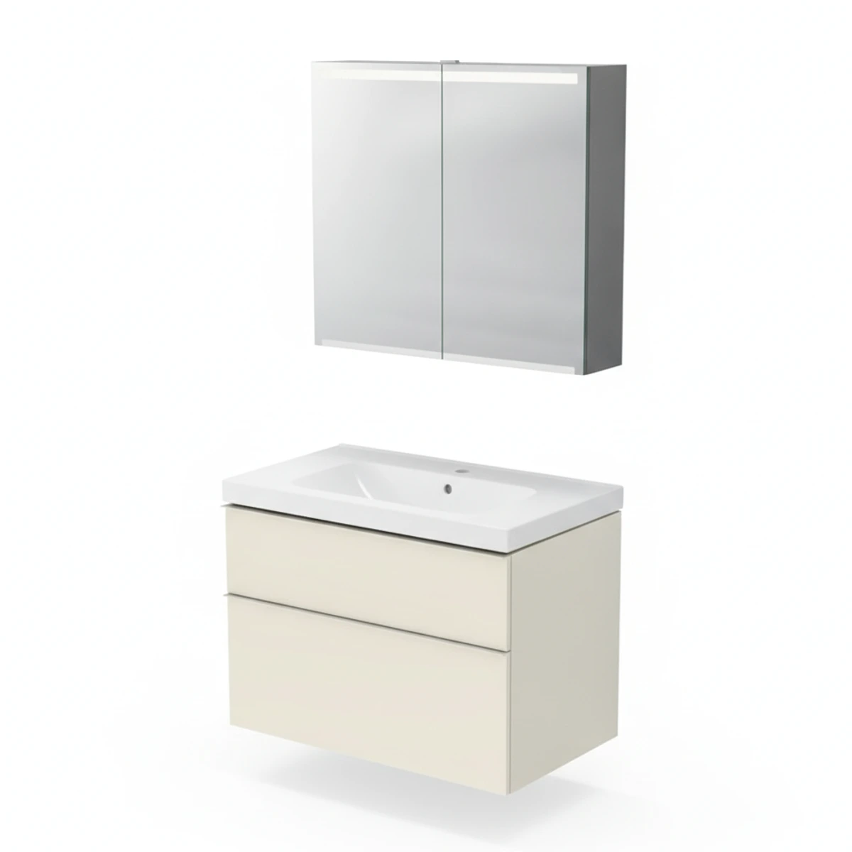 Geberit iCon 75 cm Kum Grisi Çekmeceli Ayna Dolaplı Banyo Dolabı Seti