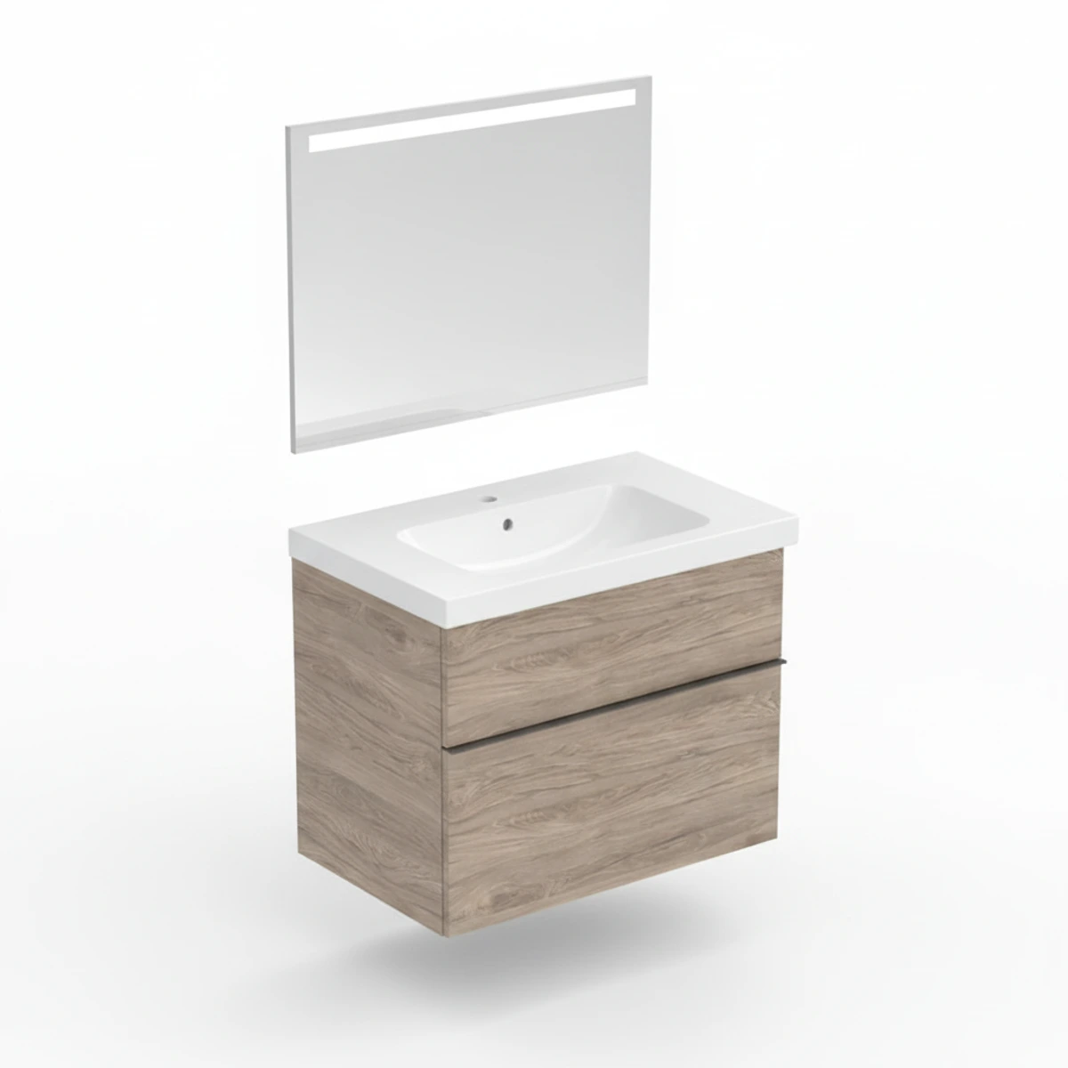Geberit iCon 75 cm Amerikan Ceviz Çekmeceli Aynalı Banyo Dolabı Seti