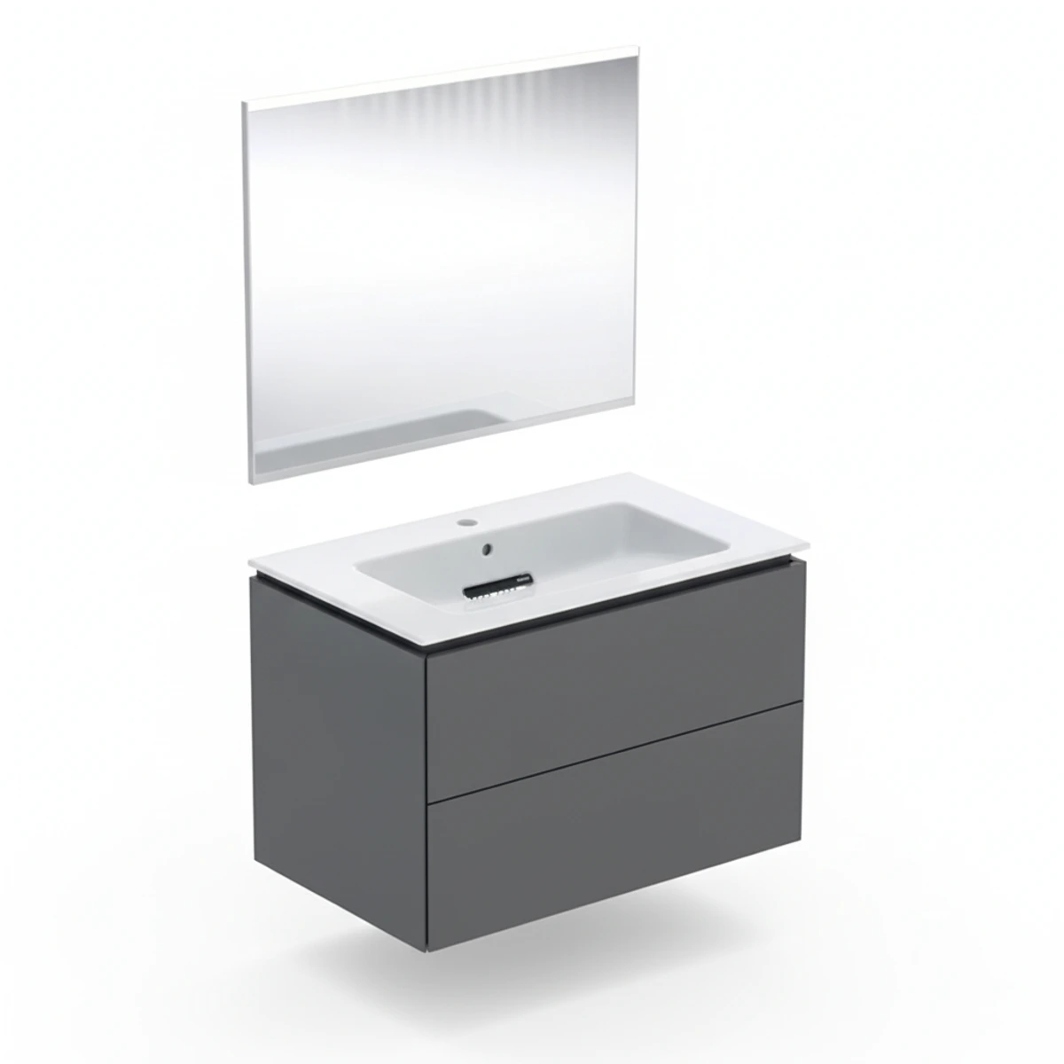 Geberit ONE 75 cm Mat Antrasit Çekmeceli Aynalı Banyo Dolabı Seti 2