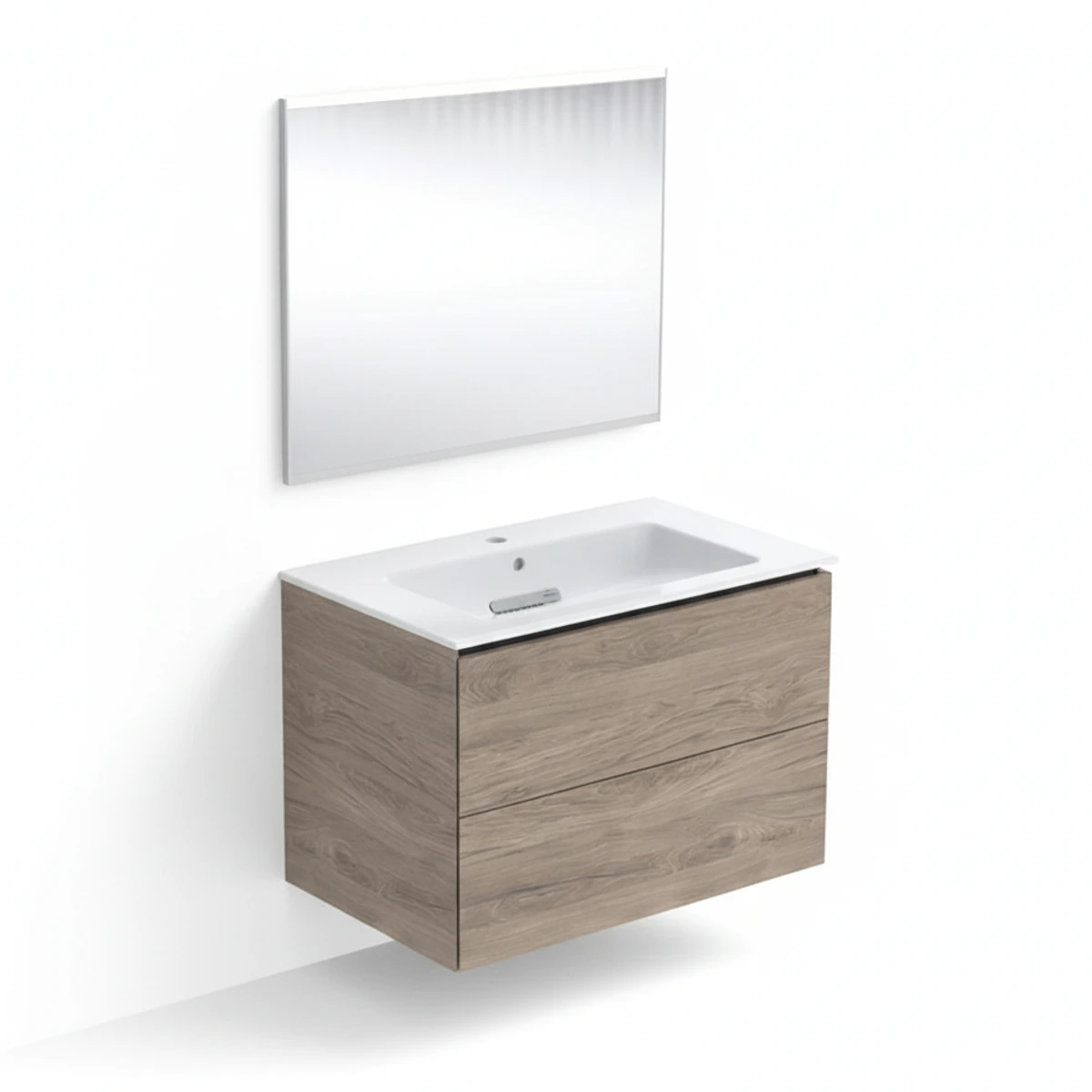 Geberit ONE 75 cm Amerikan Ceviz Çekmeceli Aynalı Banyo Dolabı Seti