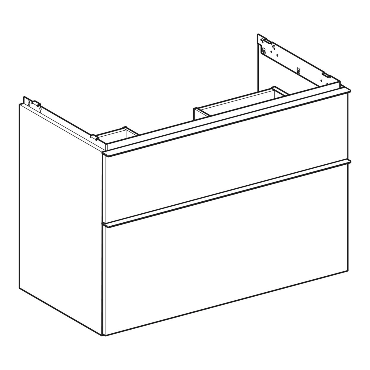 Geberit iCon 90 cm Amerikan Ceviz Çift Çekmeceli Lavabo Dolabı 2