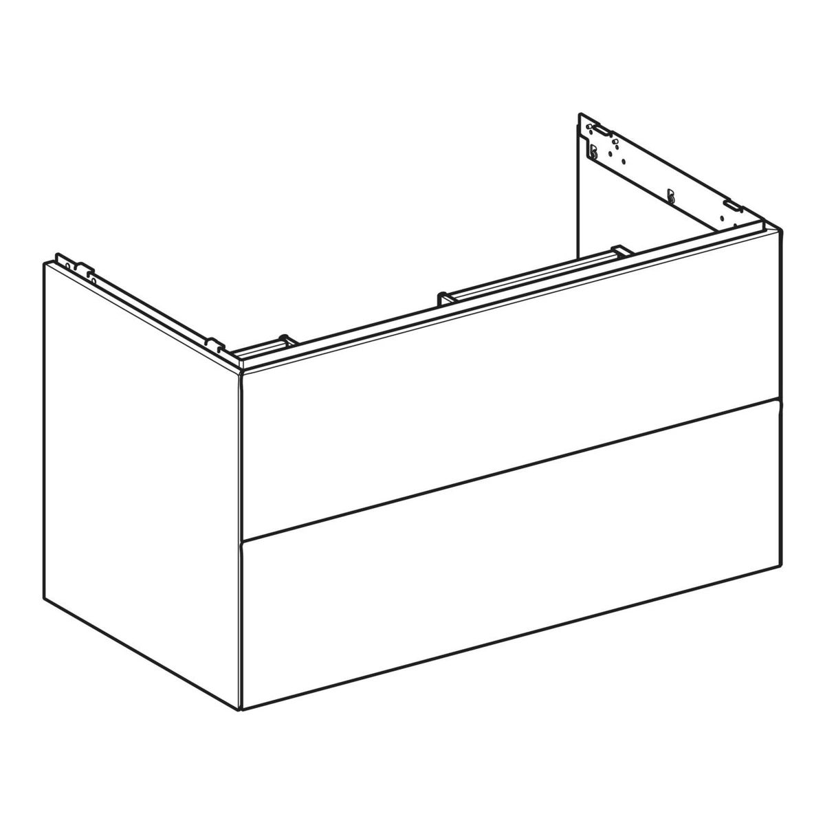 Geberit ONE 90 cm Amerikan Ceviz Çift Çekmeceli Lavabo Dolabı 2