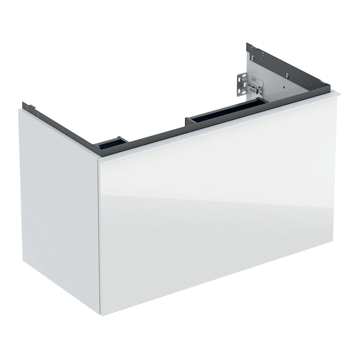 Geberit Acanto 90 cm Beyaz Cam Ön Yüzeyli Gizli Çekmeceli Lavabo Dolabı