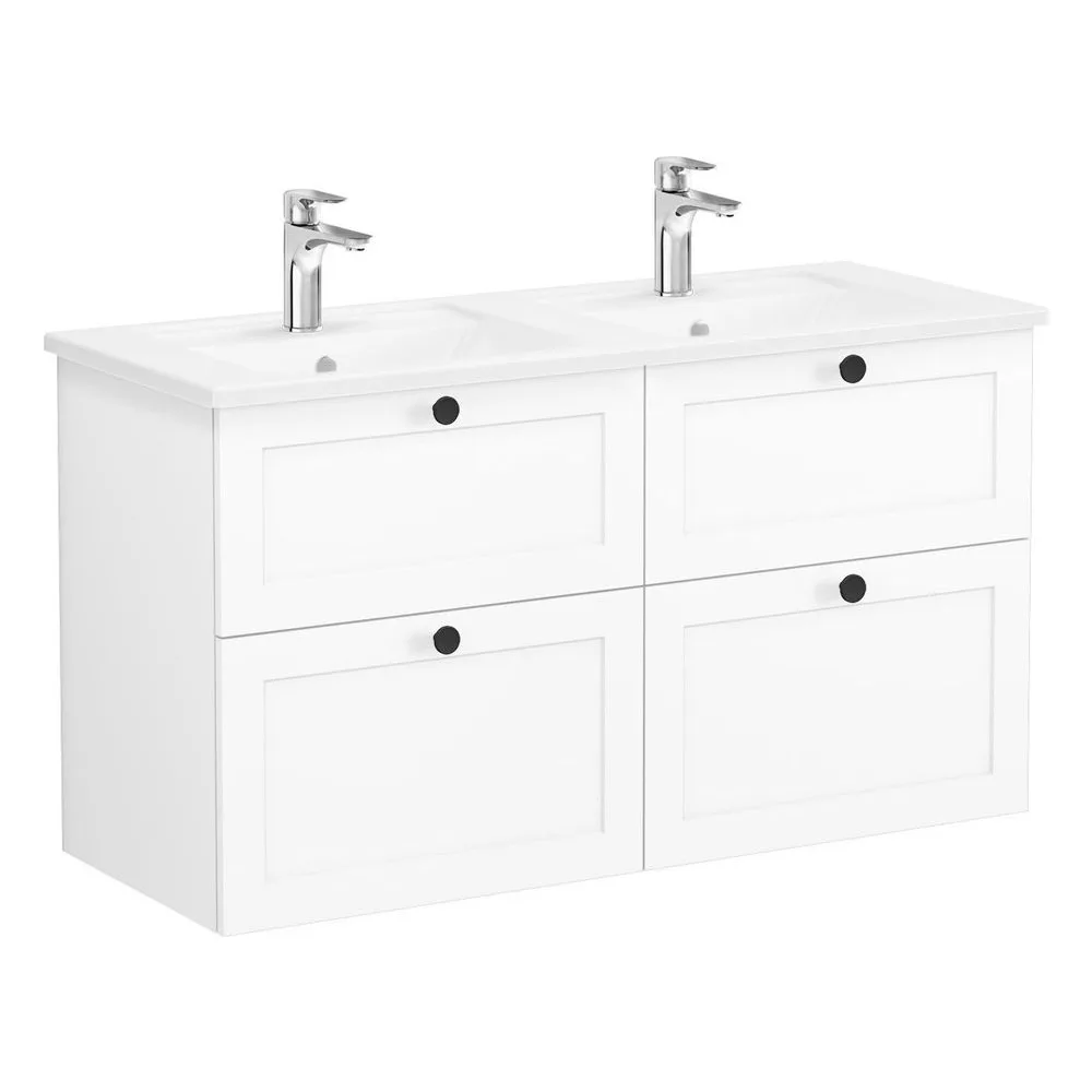 Vitra Root Classic 120 Cm Mat Beyaz Dört Çekmeceli Köşeli Lavabolu Lavabo Dolabı