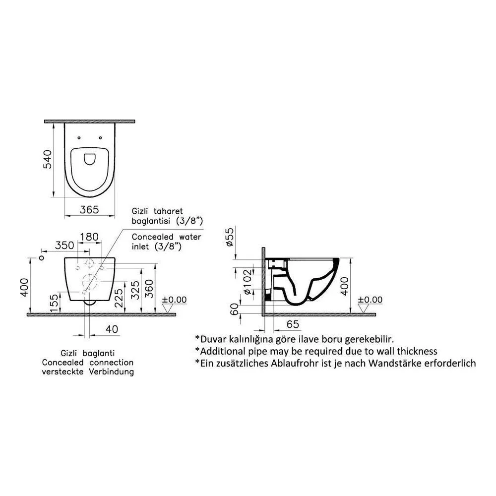 Vitra Sento Rim-ex Siyah Asma Klozet 2