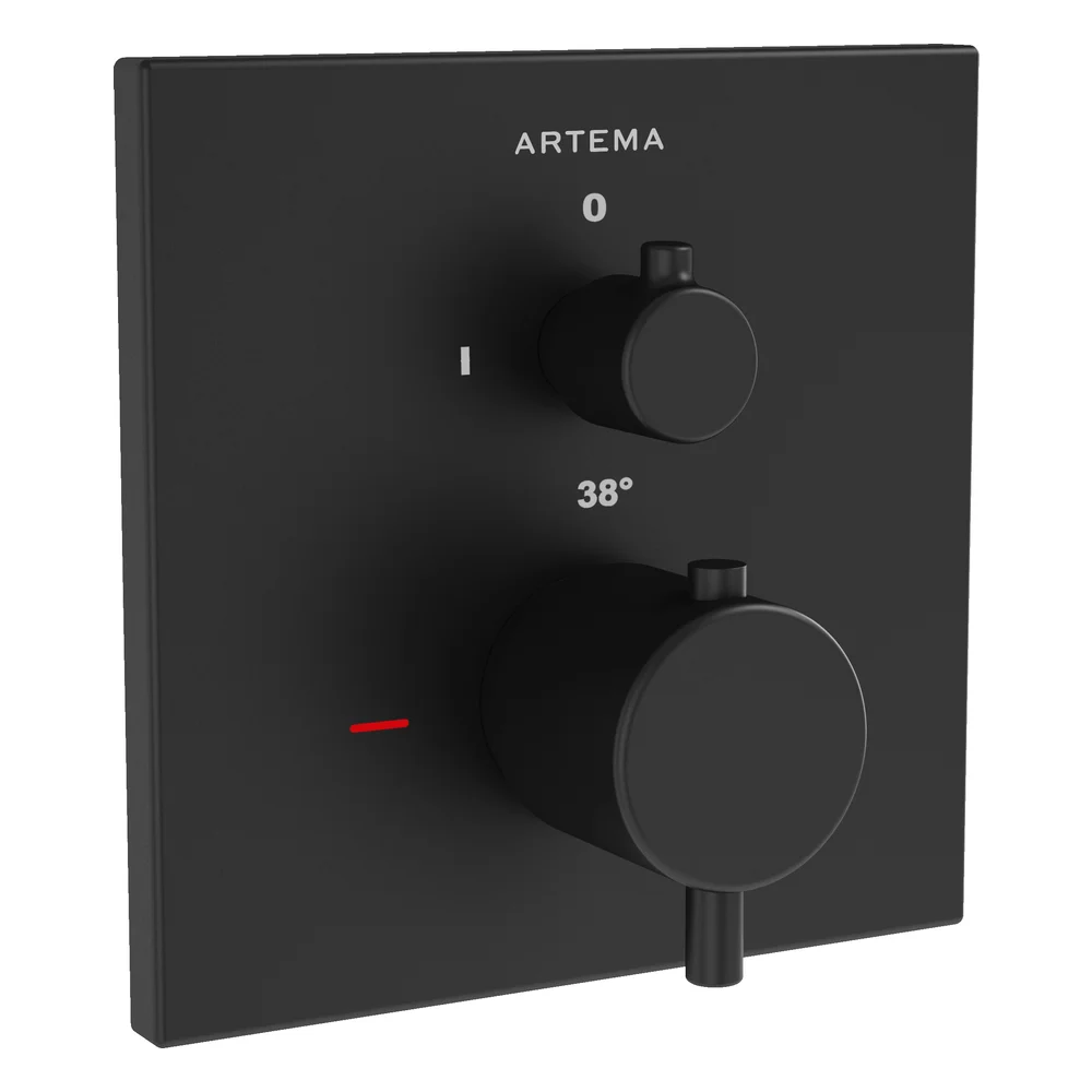 Artema Root Square Mat Siyah Termostatik Ankastre Batarya