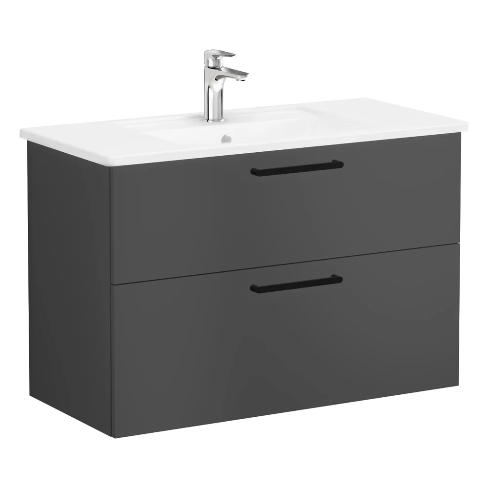 Vitra Root Flat 100 Cm Fırtına Gri 2 Çekmeceli Lavabo Dolabı