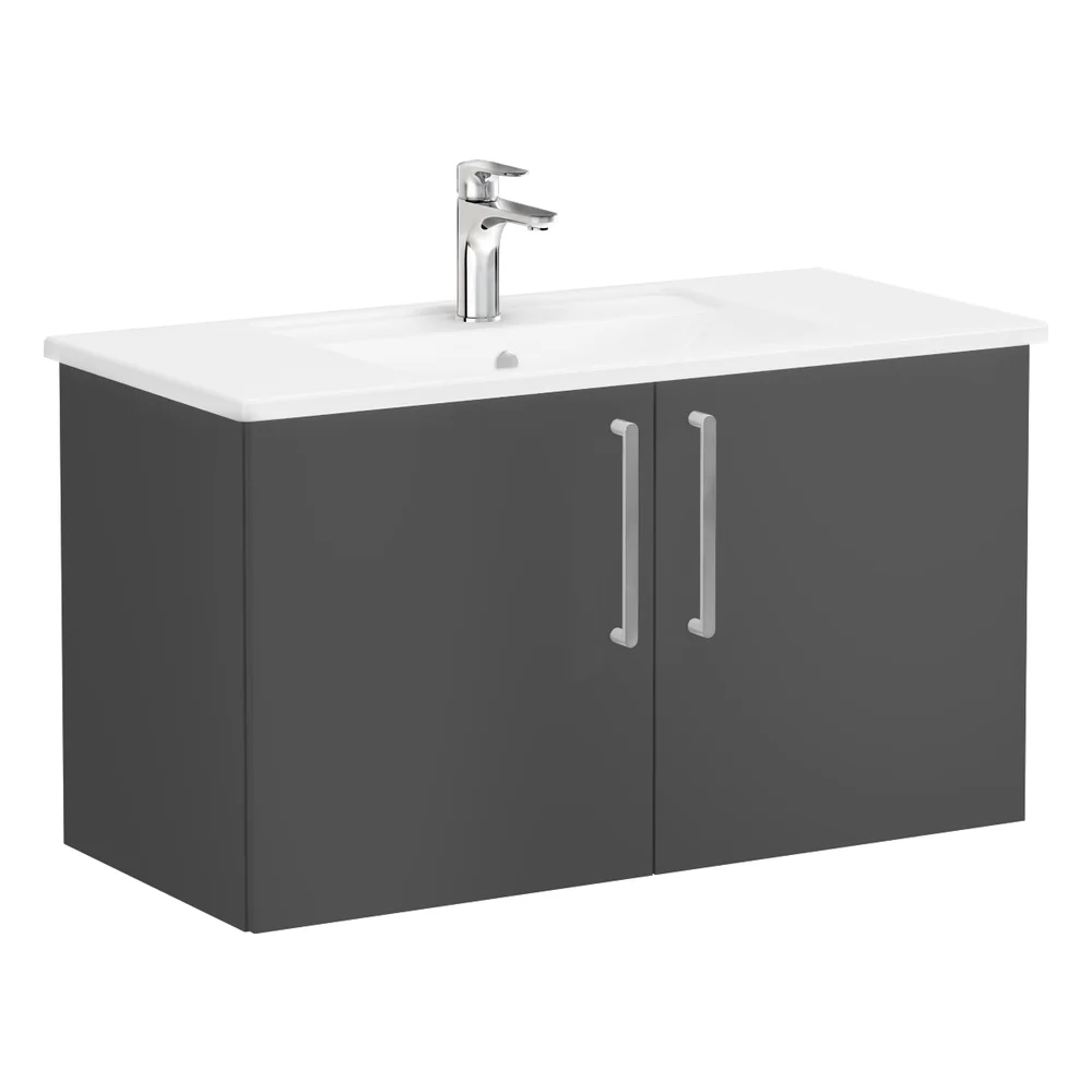 Vitra Root Flat 100 Cm Fırtına Gri 2 Kapaklı Lavabo Dolabı