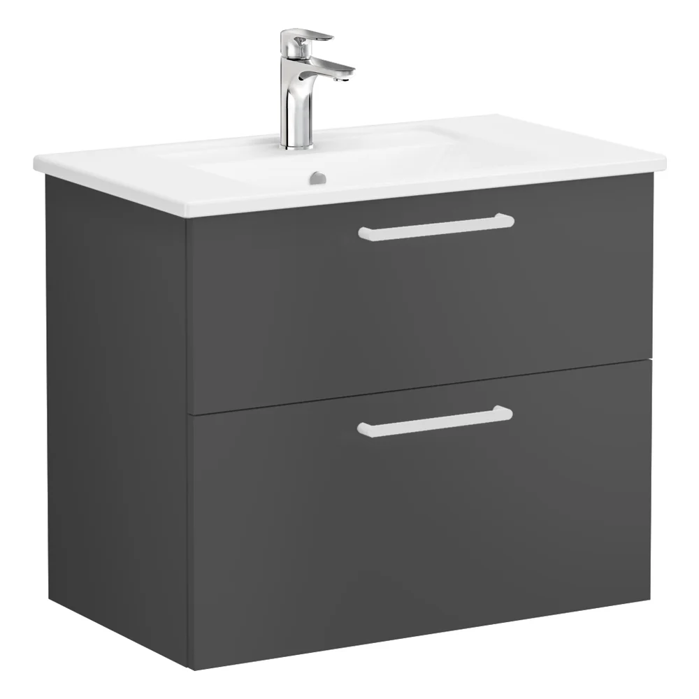 Vitra Root Flat 80 Cm Fırtına Gri 2 Çekmeceli Lavabo Dolabı