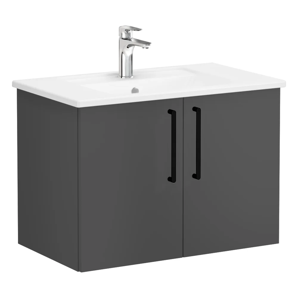 Vitra Root Flat 80 Cm Fırtına Gri 2 Kapaklı Lavabo Dolabı