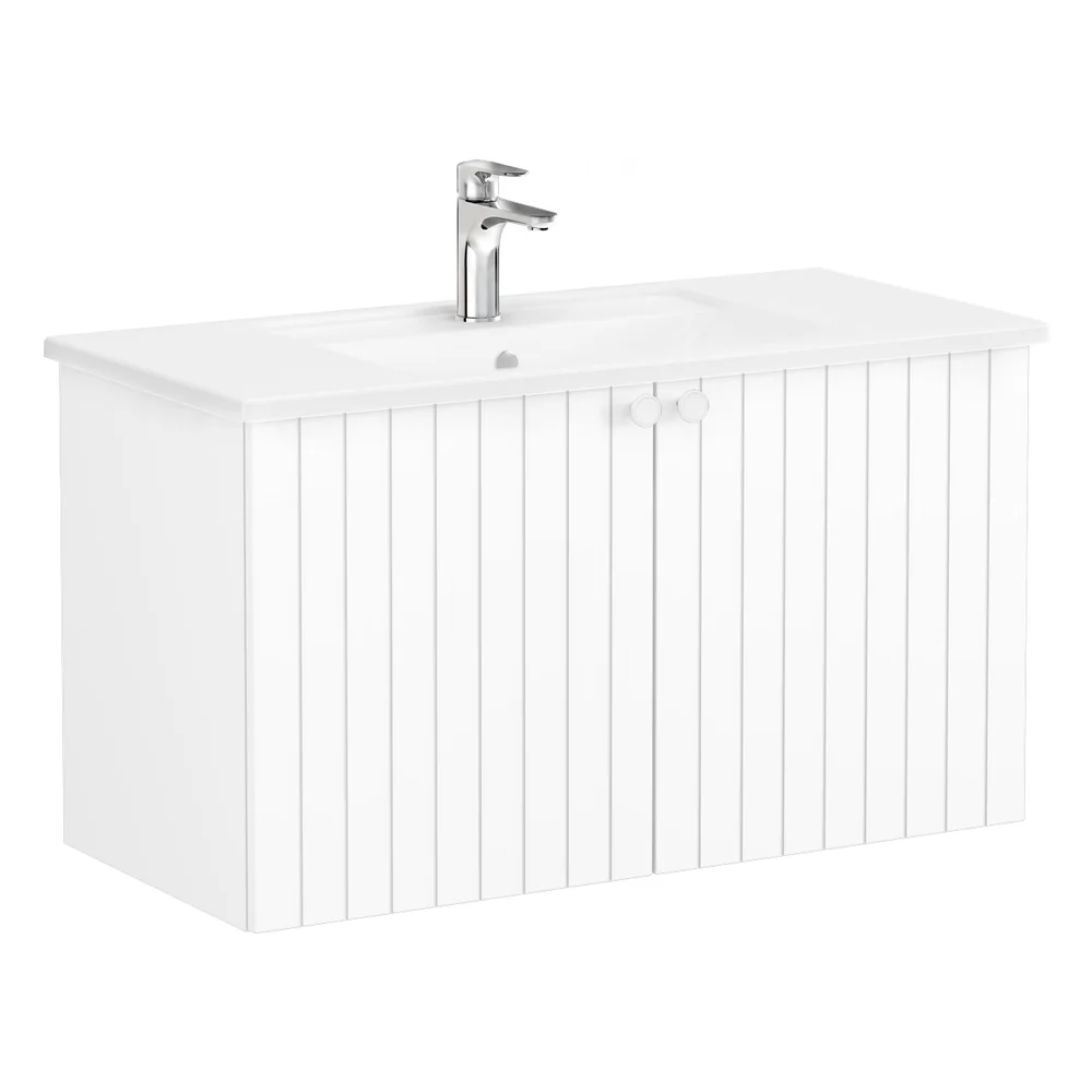 Vitra Root Groove 100 Cm Beyaz 2 Kapaklı Lavabo Dolabı