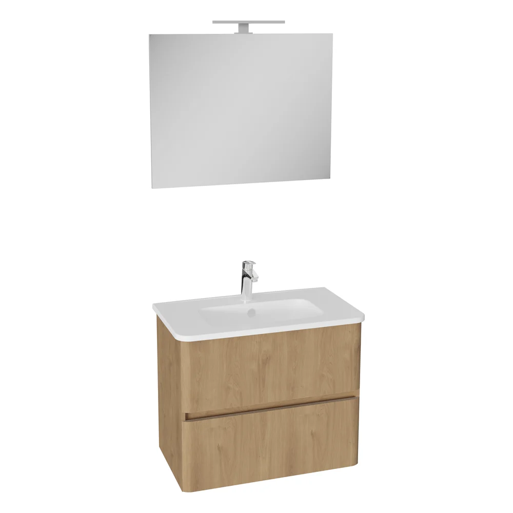Vitra Mia Plus Round 80 Cm Altın Meşe Çekmeceli Dolap Seti